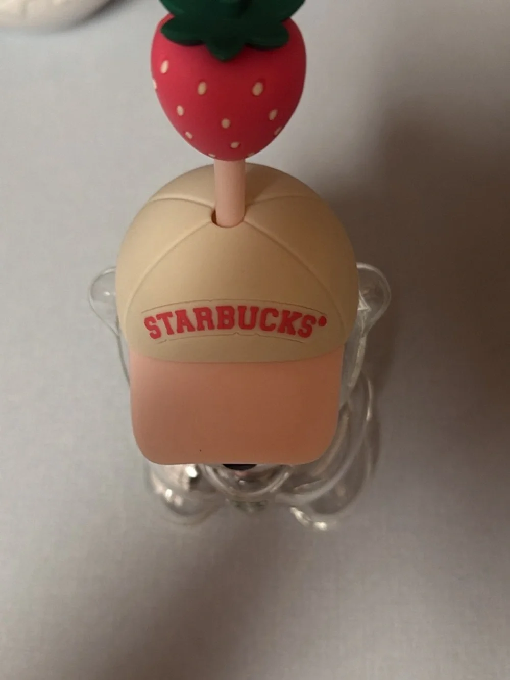 Starbucks Clear Bear Tumbler with Pale Pink Cap and Straw